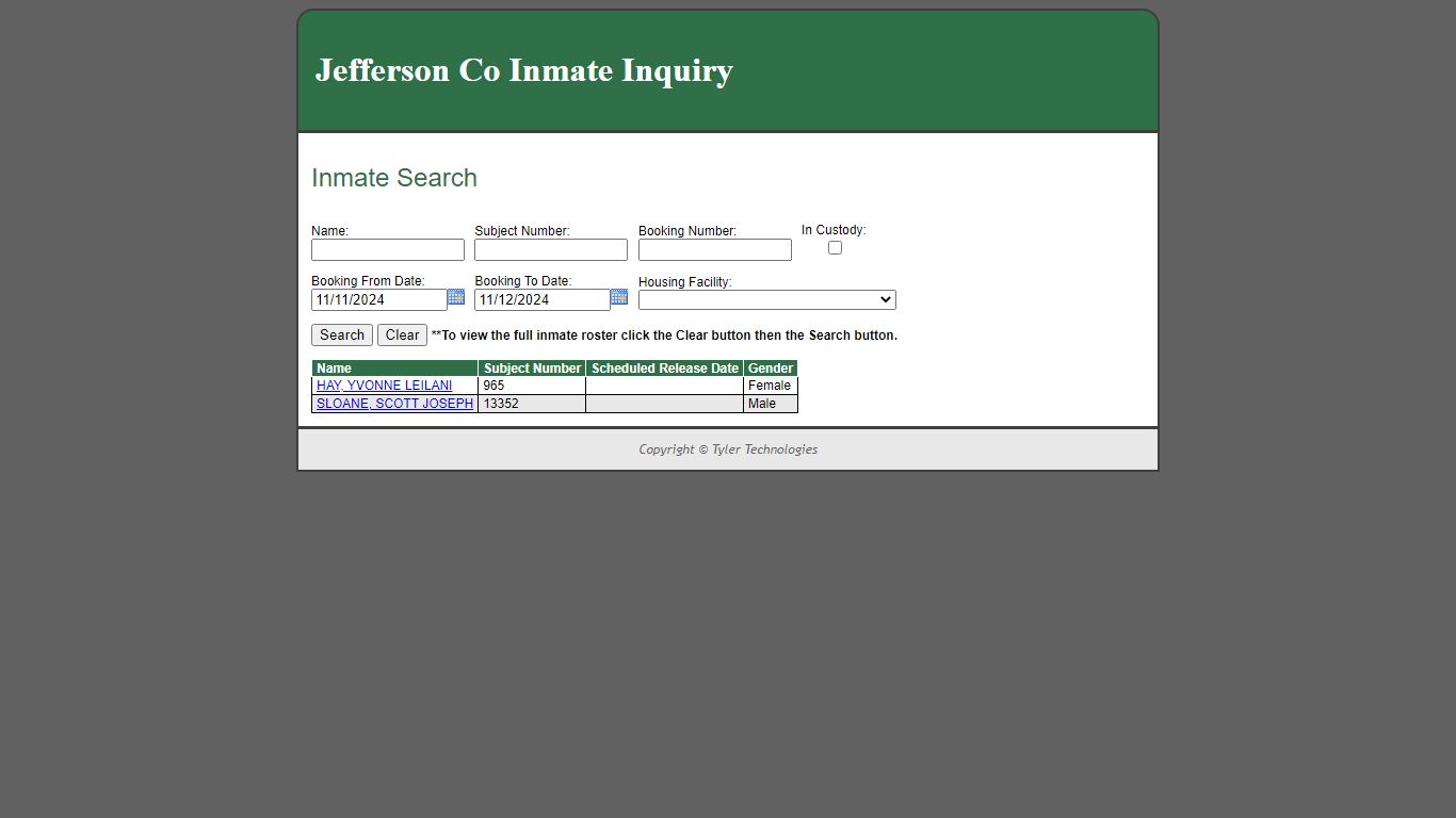 Jefferson Co Inmate Inquiry